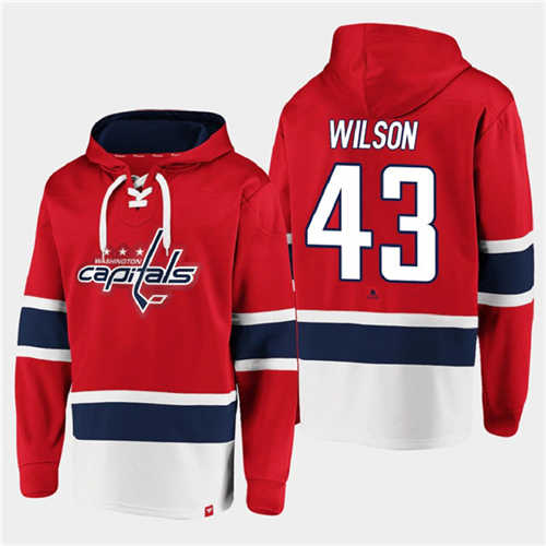 Washington Capitals #43 Tom Wilson Red All Stitched Sweatshirt Hoodie